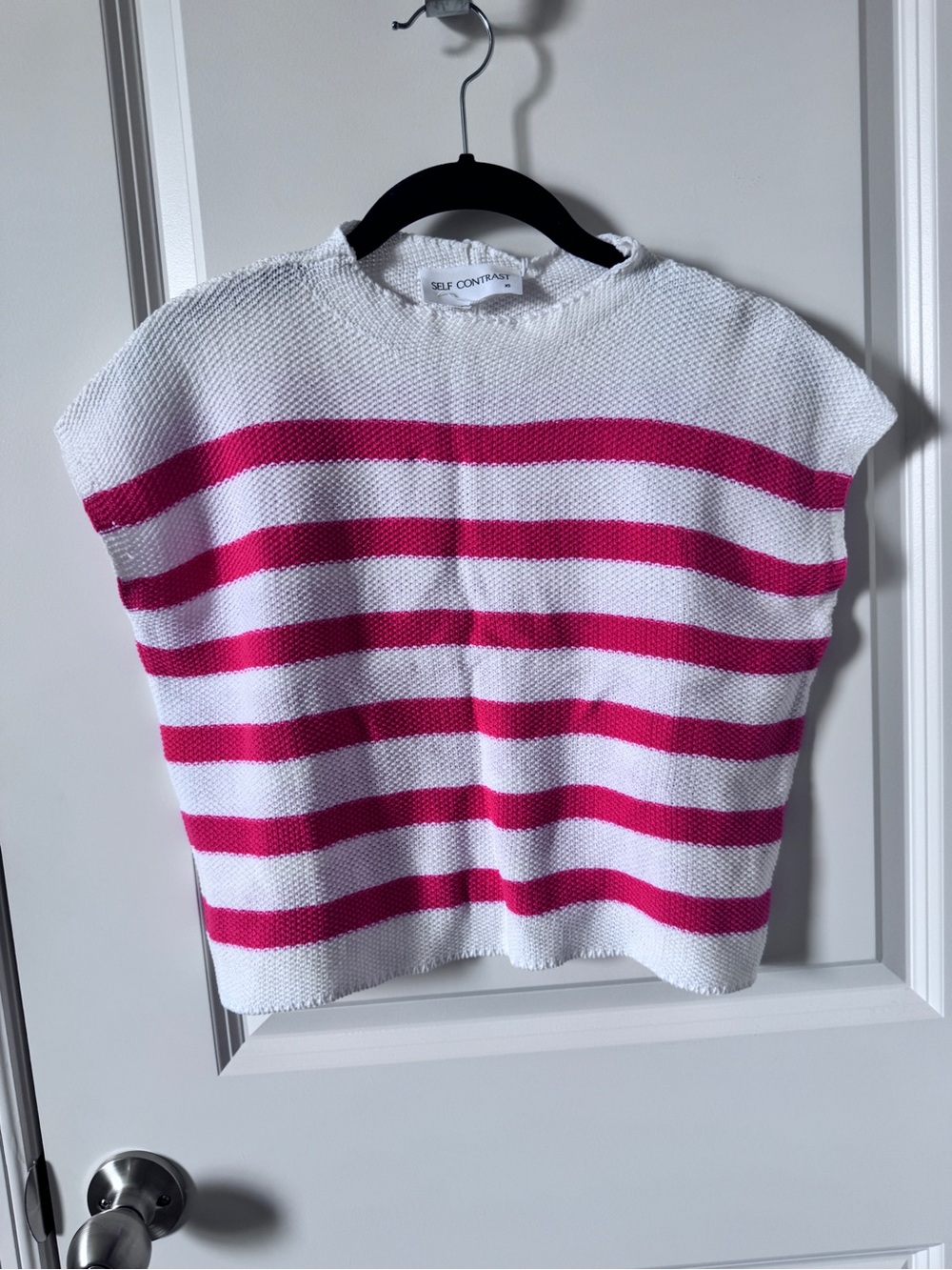 NWT-SELF CONTRAST Pink & White Striped Knit Top-XS